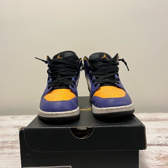 Nike Air Jordan Mid Purple and Gold Sneakers - Picture 2 of 2